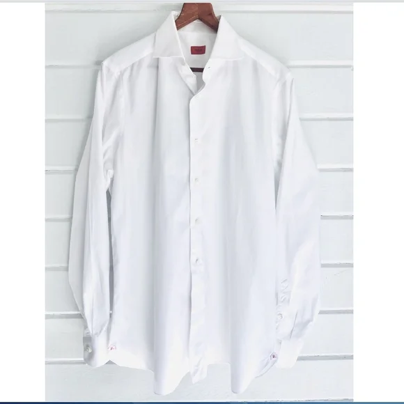 ISAIA Classic 100% Cotton White Dress Shirt - 17/43 - Picture 1 of 9